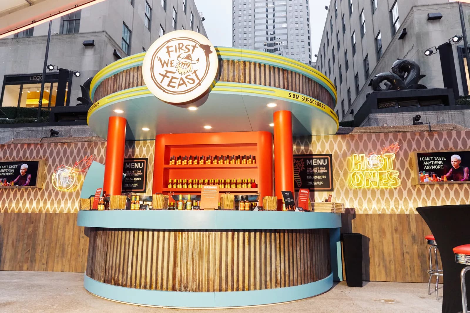 A designed live event environment with guests and performers