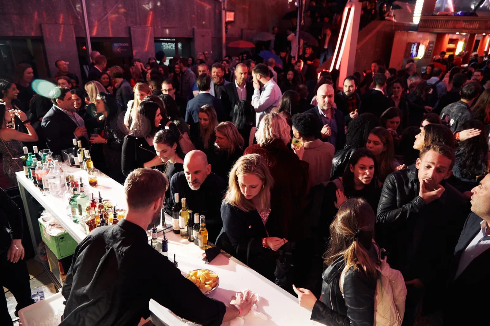 Corporate guests meeting in a relaxed hospitality setting