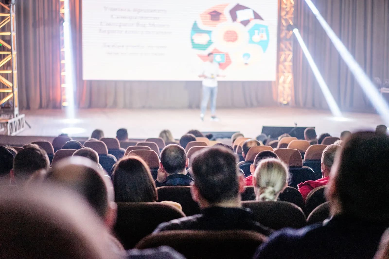 A live speaker event with full staging and production